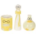 Floristik24 Keramik Dekofiguren Enten mit Brille 3er-Set 25 cm Gelb-Weiß für Innenbereich