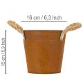 Metalltopf mit Griffen Ø16,5cm H15cm, Rostoptik für Kräuter und Dekoration | Floristik24.at