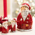 Nikolaus Teelichthalter aus Keramik 15 cm rot mit Sternen für Tischdekoration | Floristik24.at