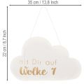 Papierwolke zum Hängen Weiß mit Goldschrift „Wolke 7“ 35cm x 22cm 2 Stück | Floristik24.at