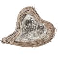 Floristik24 Pflanzherz aus Rattan mit Folie, 20x24x6cm, Natur-Weiß