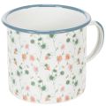 Floristik24 Pflanzgefäß Emaille-Tasse Weiß mit Blumenmuster Ø11cm aus Metall für Dekoration