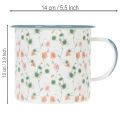 Pflanzgefäß Emaille-Tasse Weiß mit Blumenmuster Ø11cm aus Metall für Dekoration | Floristik24.at