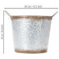 Pflanztopf aus Metall mit Griffen Ø26cm H25,5cm Silber-Rostfarben | Floristik24.at