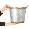 Pflanztopf aus Metall mit Griffen Ø26cm H25,5cm Silber-Rostfarben | Floristik24.at