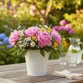Pflanztopf Metall Weiß Ø15,5cm H14,5cm mit Ornamenten | Floristik24.at