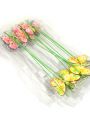 Floristik24 Holzschmetterlinge Blütenmuster am Drahtstab 6cm 12St