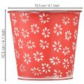 Metall-Blumentopf Rot Weiß Geblümt Ø10,5cm H10,5cm Innenbereich | Floristik24.at