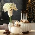 Wabenpapier Kürbis rund 24 cm weiß für Trockenblumen und Herbstdekoration 4 Stück | Floristik24.at