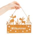 Willkommensschild aus Edelrost mit Rentiermotiv, 22 cm, 2 Stück | Floristik24.at