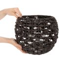 Windlicht geflochten Schwarz-Braun aus Kunststoff mit Glas Ø31 cm H25 cm | Floristik24.at