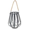 Floristik24 Windlicht Laterne Metall mit Glaseinsatz Anthrazit Ø 23 cm H 27 cm