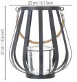 Windlicht Laterne Metall mit Glaseinsatz Anthrazit Ø 23 cm H 27 cm | Floristik24.at