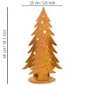 Windlicht aus Metall mit Tannenbaum-Motiv, Edelrost, H46cm B25,5cm, für Weihnachten | Floristik24.at