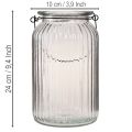 Laterne aus Glas H18cm mit Henkel und Rillenoptik | Floristik24.at